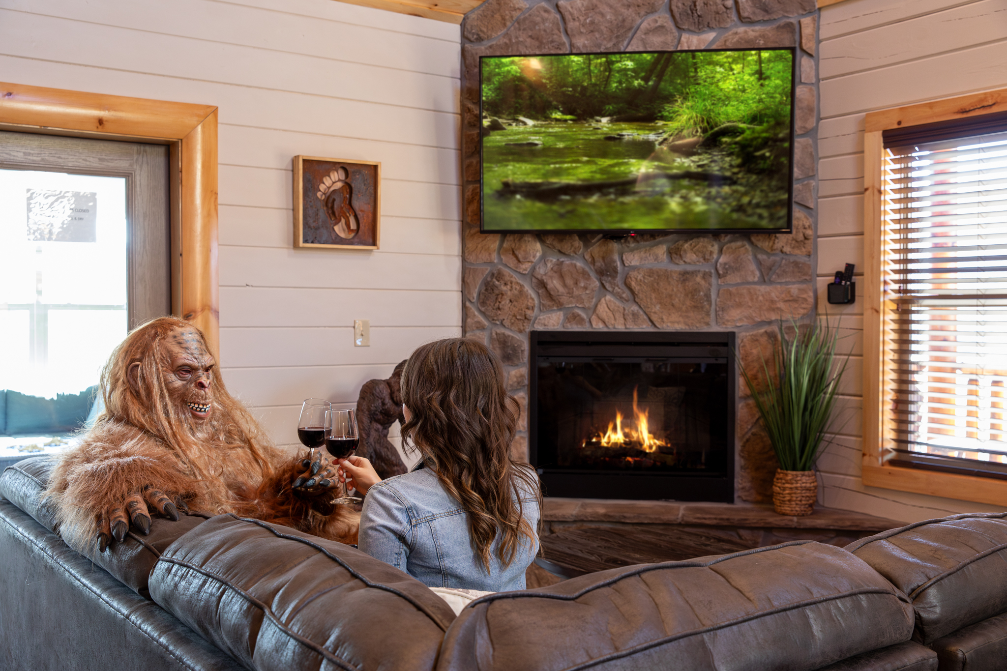 Sasquatch Splash Relax by the Fireplace